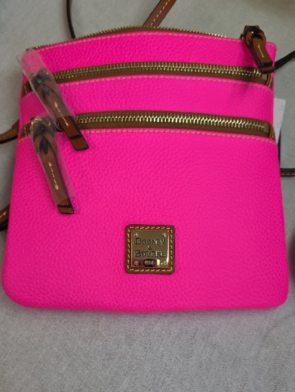 Dooney & Bourke Neon Pink Triple Zip Crossbody - Picture 6 of 6